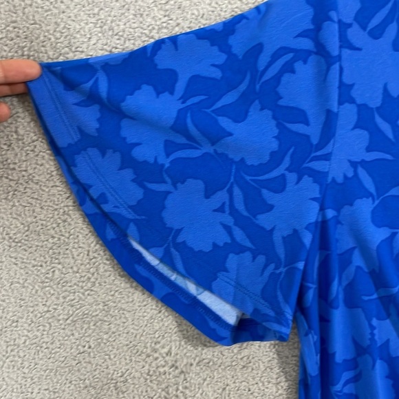 NEW Michael Kors Womens M Printed Ruched Flutter Grecian Blue - Picture 8 of 9